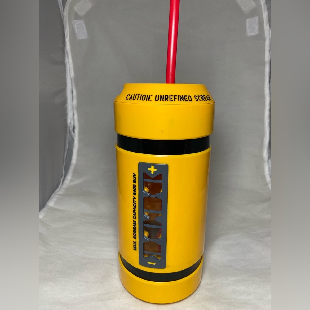 Disney Parks Monsters Inc Scream Canister Bottle Sipper Yellow w/ Straw USED